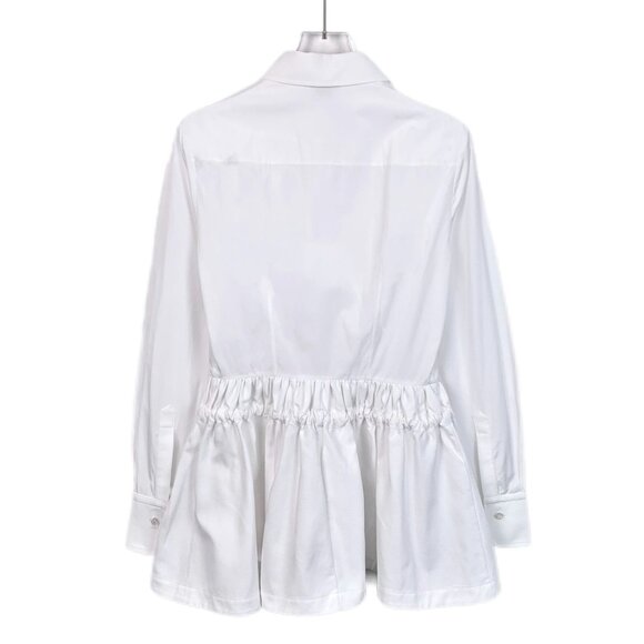 Alexander McQueen Womens White Peplum Long Sleeve Button-Down Shirt Blouse Made - Picture 2 of 6